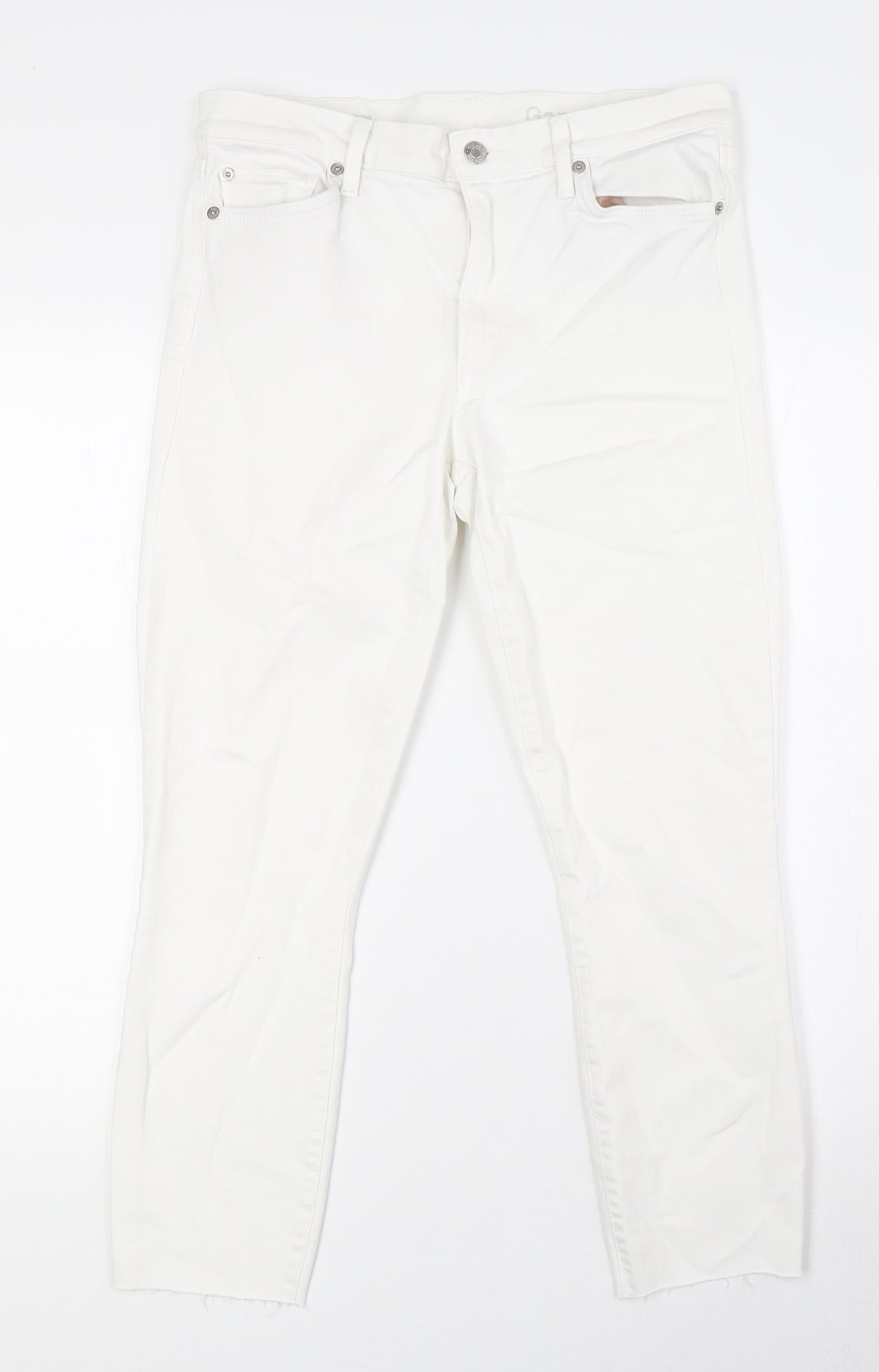 Gap Womens White Cotton Skinny Jeans Size 30 in L25 in Regular Zip - Raw Hem