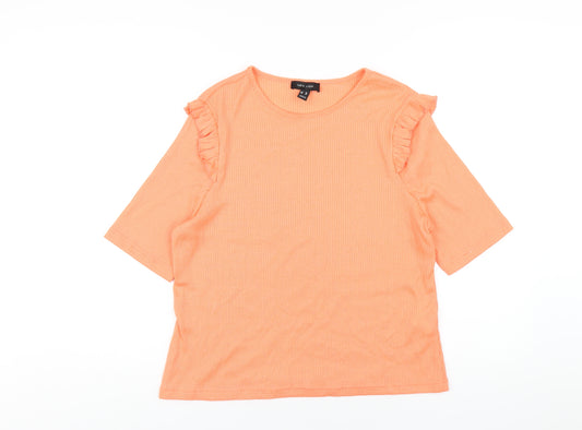 New Look Womens Orange Polyester Basic T-Shirt Size 18 Round Neck