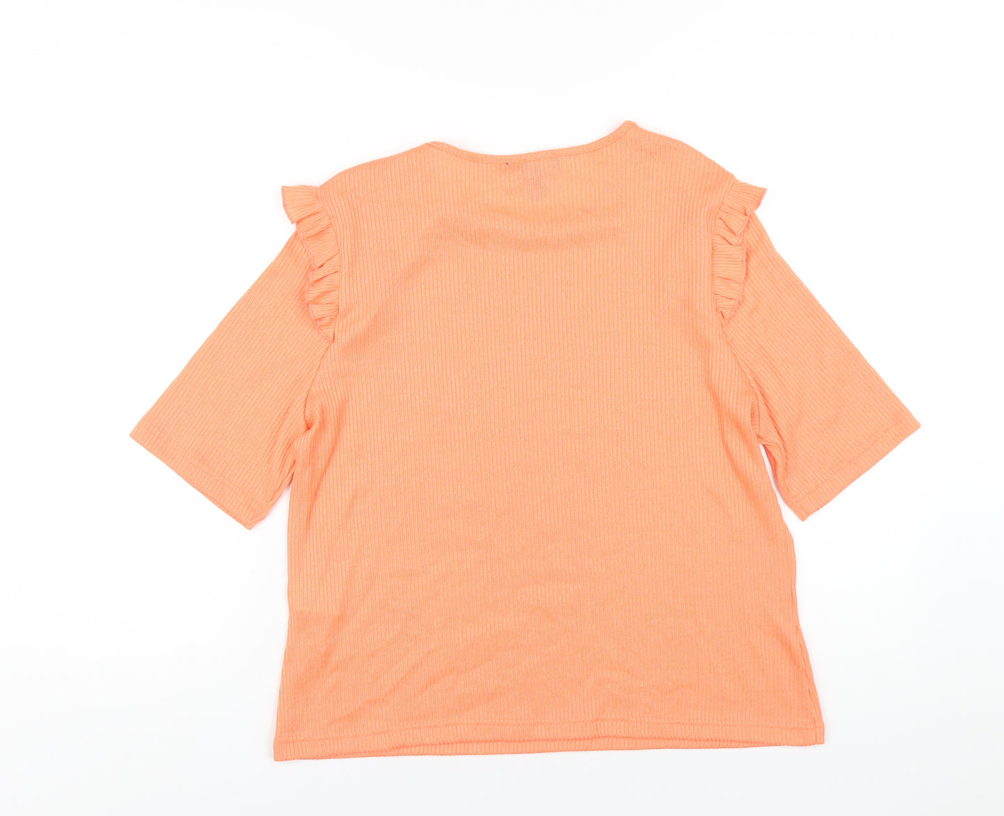 New Look Womens Orange Polyester Basic T-Shirt Size 18 Round Neck