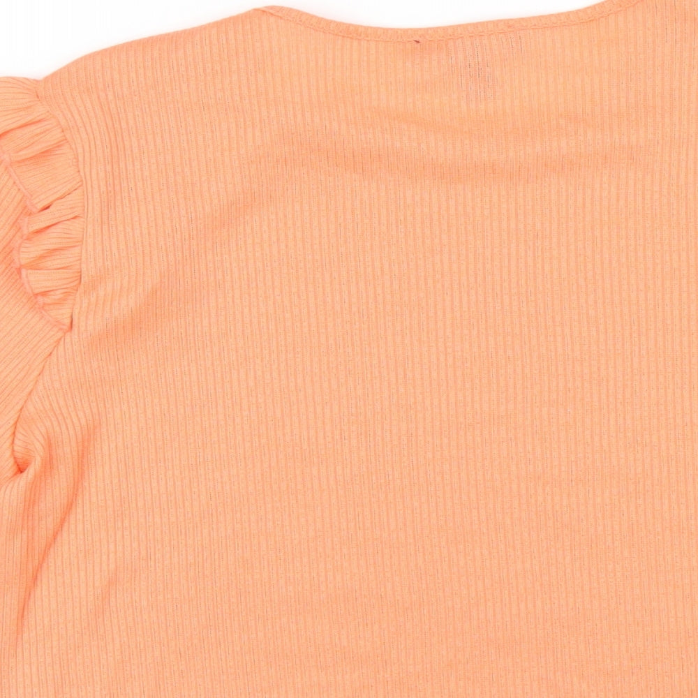 New Look Womens Orange Polyester Basic T-Shirt Size 18 Round Neck