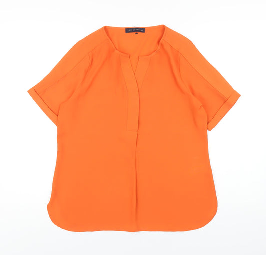 Marks and Spencer Womens Orange Polyester Basic T-Shirt Size 10 V-Neck