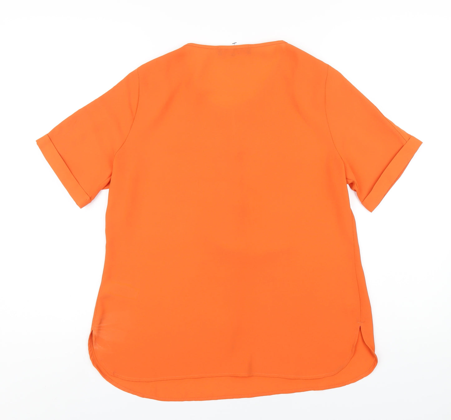 Marks and Spencer Womens Orange Polyester Basic T-Shirt Size 10 V-Neck