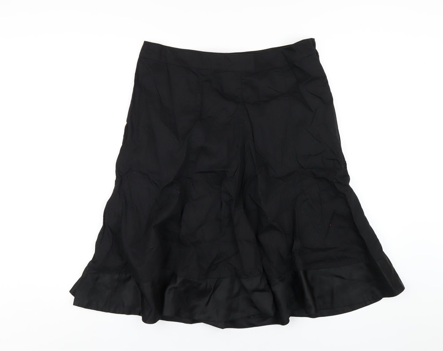 H&M Womens Black Cotton A-Line Skirt Size 12 Zip