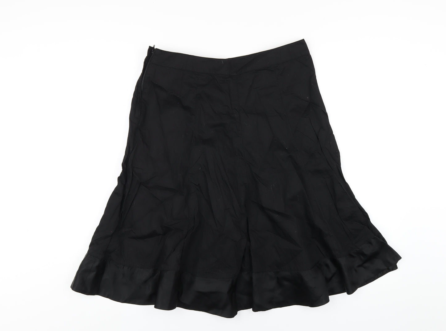 H&M Womens Black Cotton A-Line Skirt Size 12 Zip