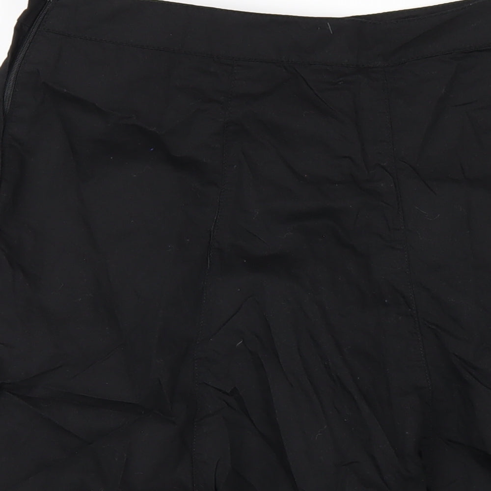 H&M Womens Black Cotton A-Line Skirt Size 12 Zip