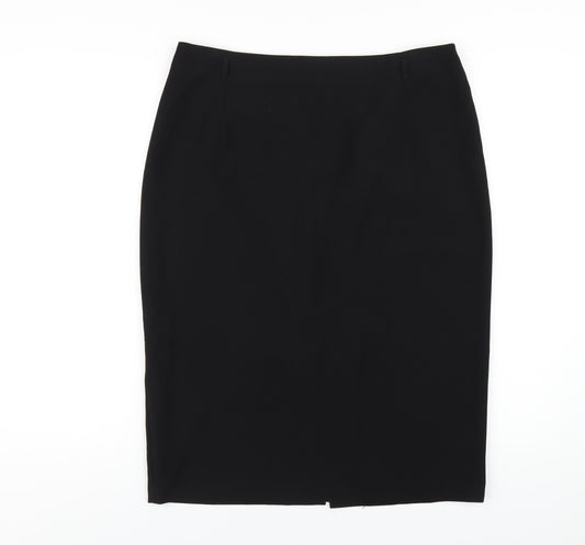 Marks and Spencer Womens Black Polyester Straight & Pencil Skirt Size 16 Zip