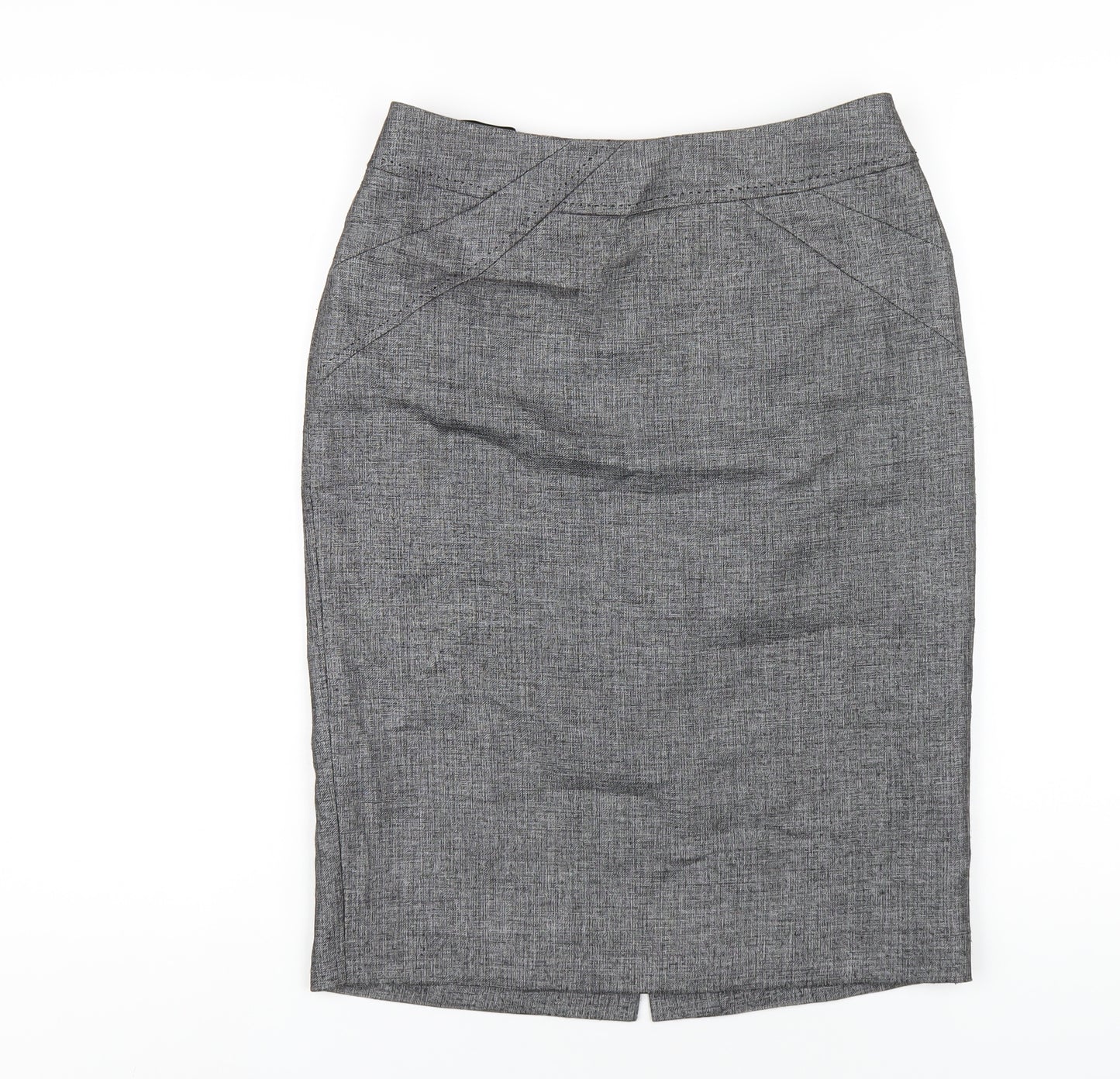 Marks and Spencer Womens Grey Polyester Straight & Pencil Skirt Size 10 Zip