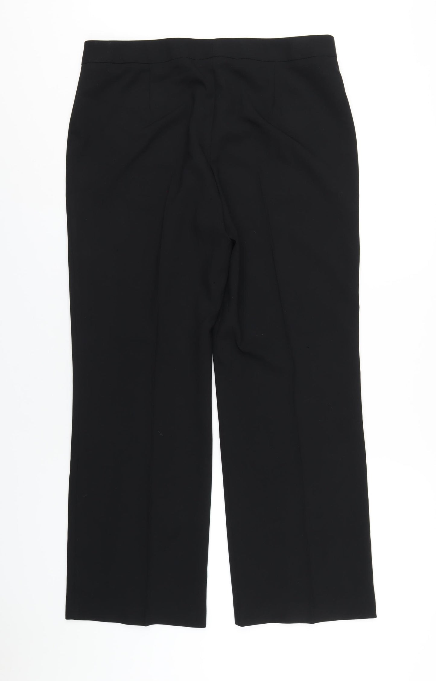 Marks and Spencer Womens Black Polyester Trousers Size 14 L28 in Regular Zip