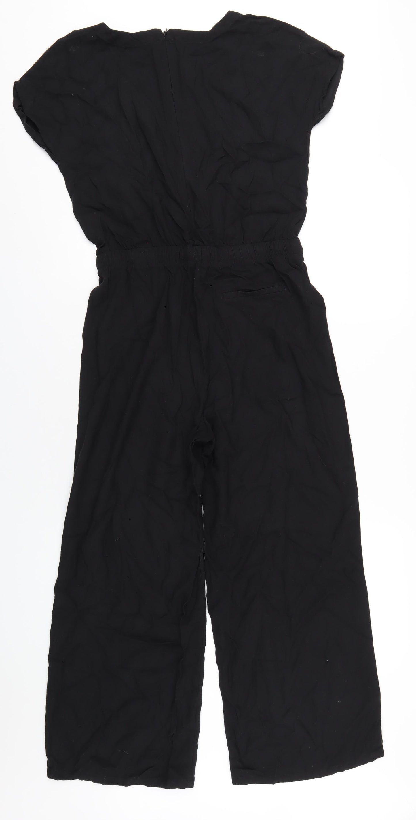 NEXT Womens Black Viscose Jumpsuit One-Piece Size 8 L28 in Zip