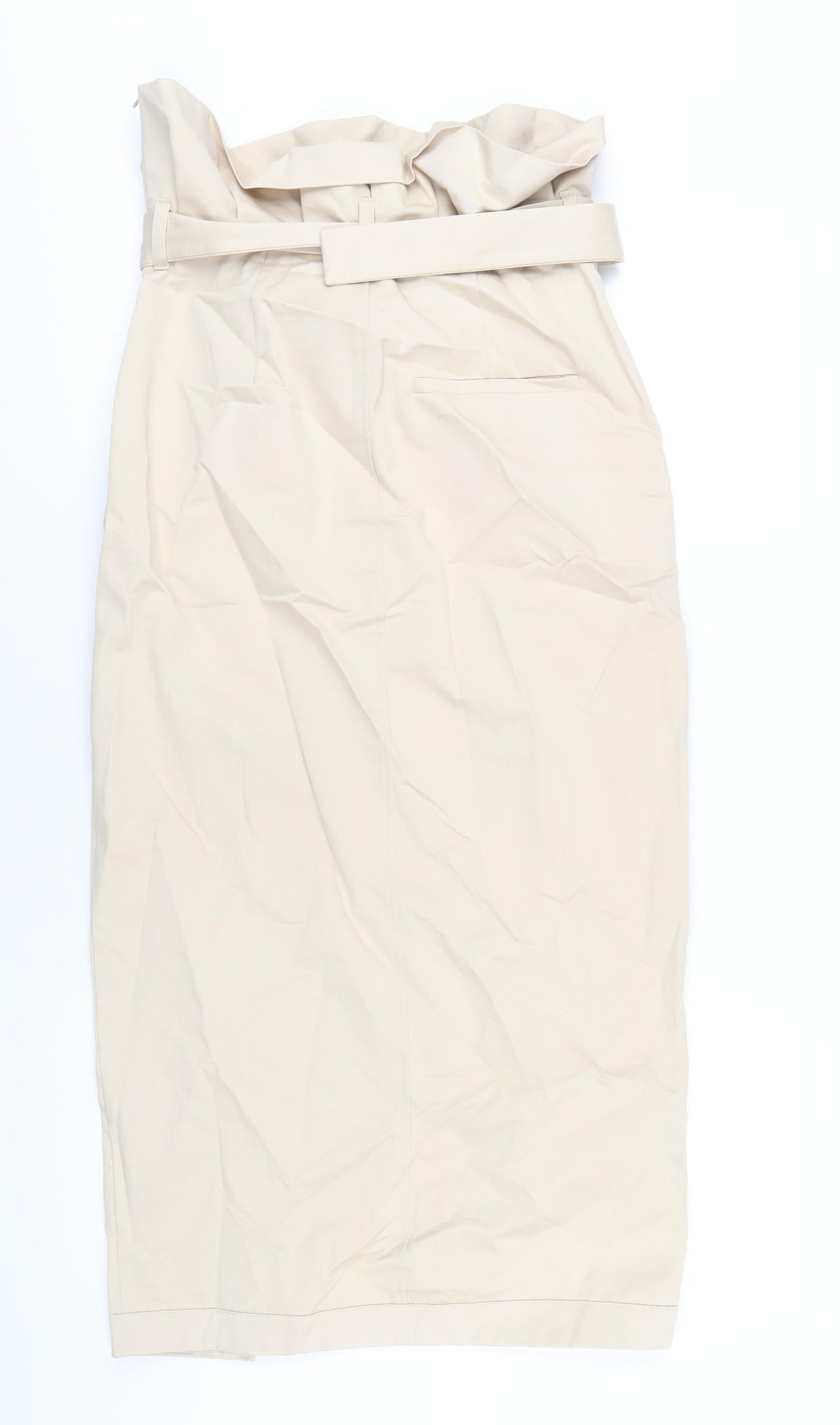 Zara Womens Beige Polyester Straight & Pencil Skirt Size S Zip