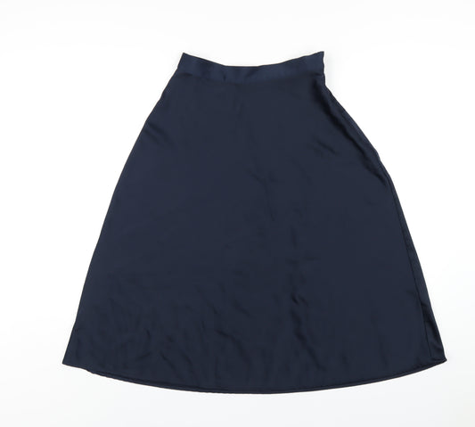 H&M Womens Blue Polyester A-Line Skirt Size 8 Zip