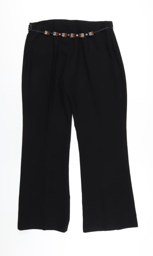 Wallis Womens Black Polyester Trousers Size 14 L30 in Regular Zip