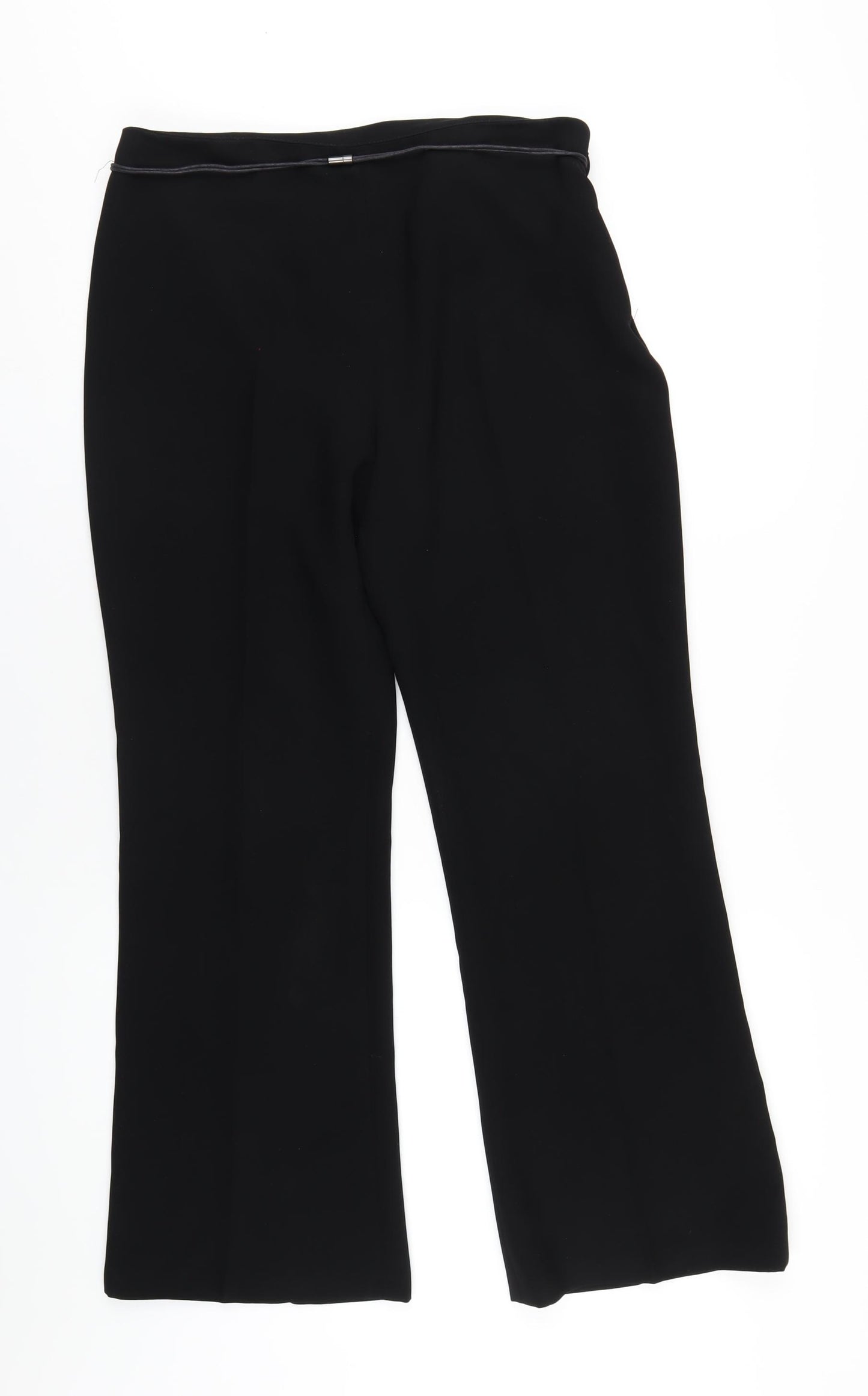 Wallis Womens Black Polyester Trousers Size 14 L30 in Regular Zip