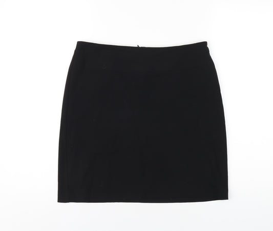 Marks and Spencer Womens Black Polyester A-Line Skirt Size 10 Zip