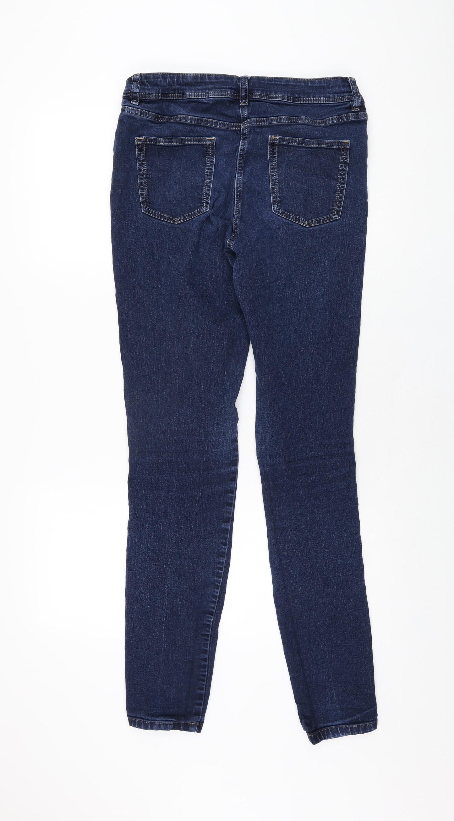 NEXT Womens Blue Cotton Skinny Jeans Size 12 L32 in Regular Zip