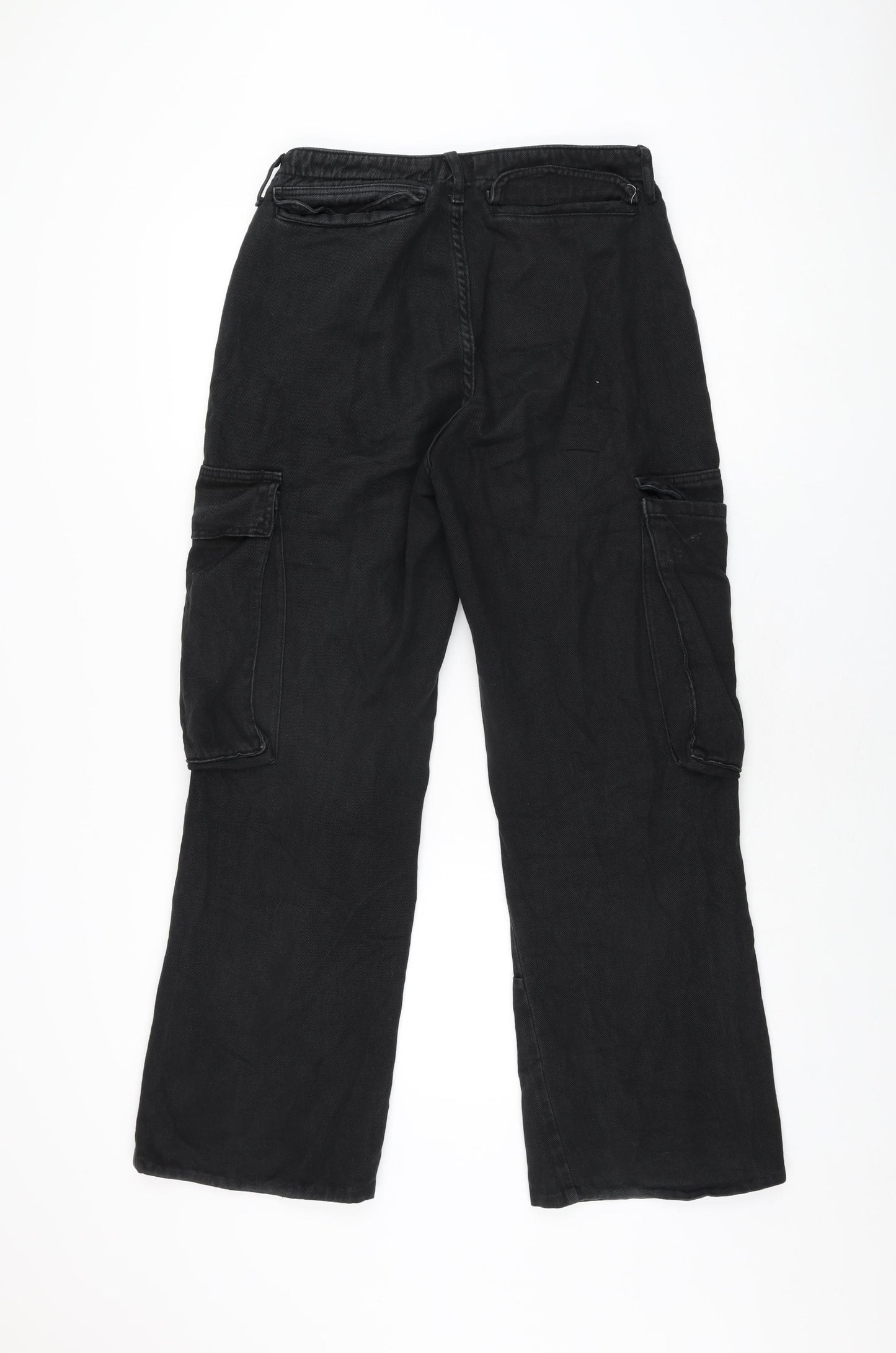 Boohoo Womens Black Cotton Straight Jeans Size 8 L28.5 in Regular Zip