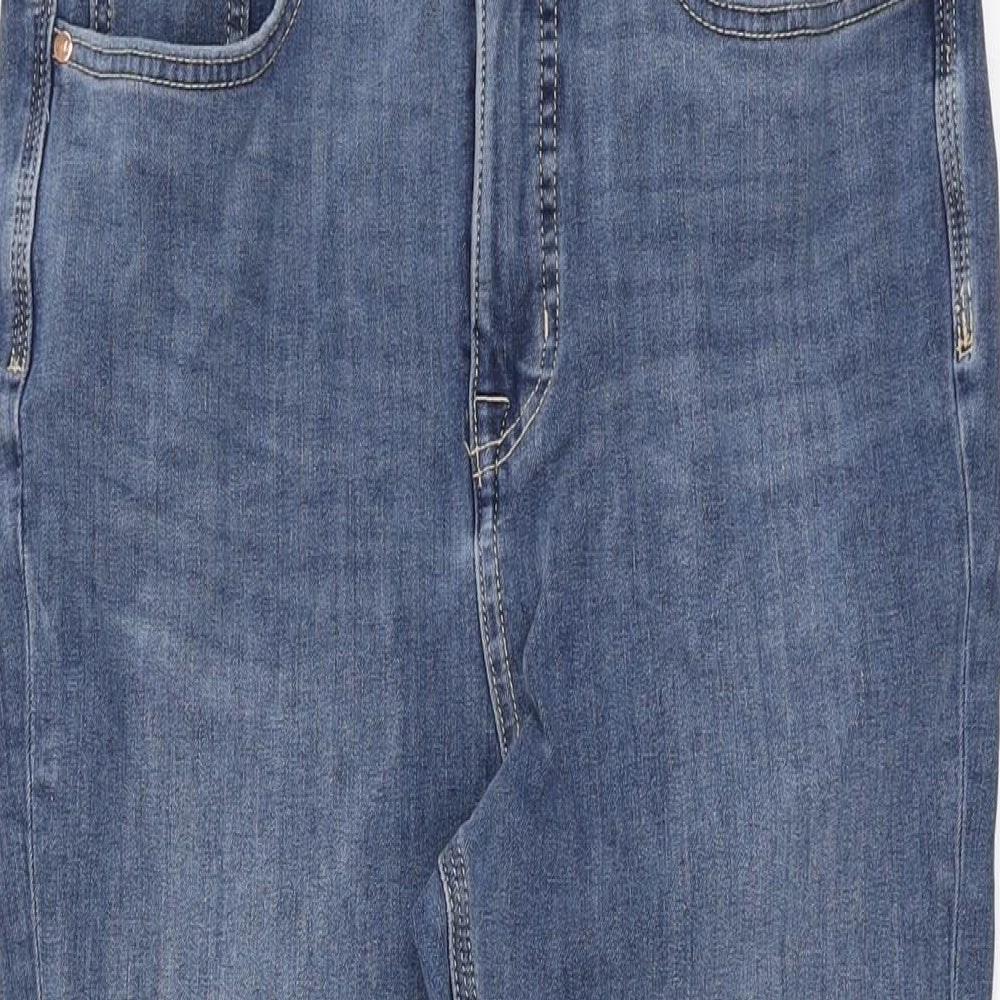 Marks and Spencer Womens Blue Cotton Flared Jeans Size 12 L28.5 in Regular Zip