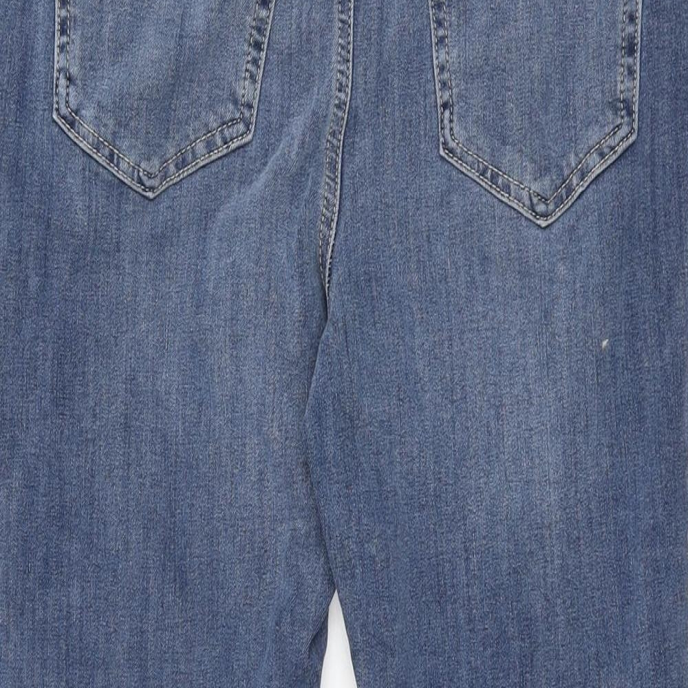 Marks and Spencer Womens Blue Cotton Flared Jeans Size 12 L28.5 in Regular Zip