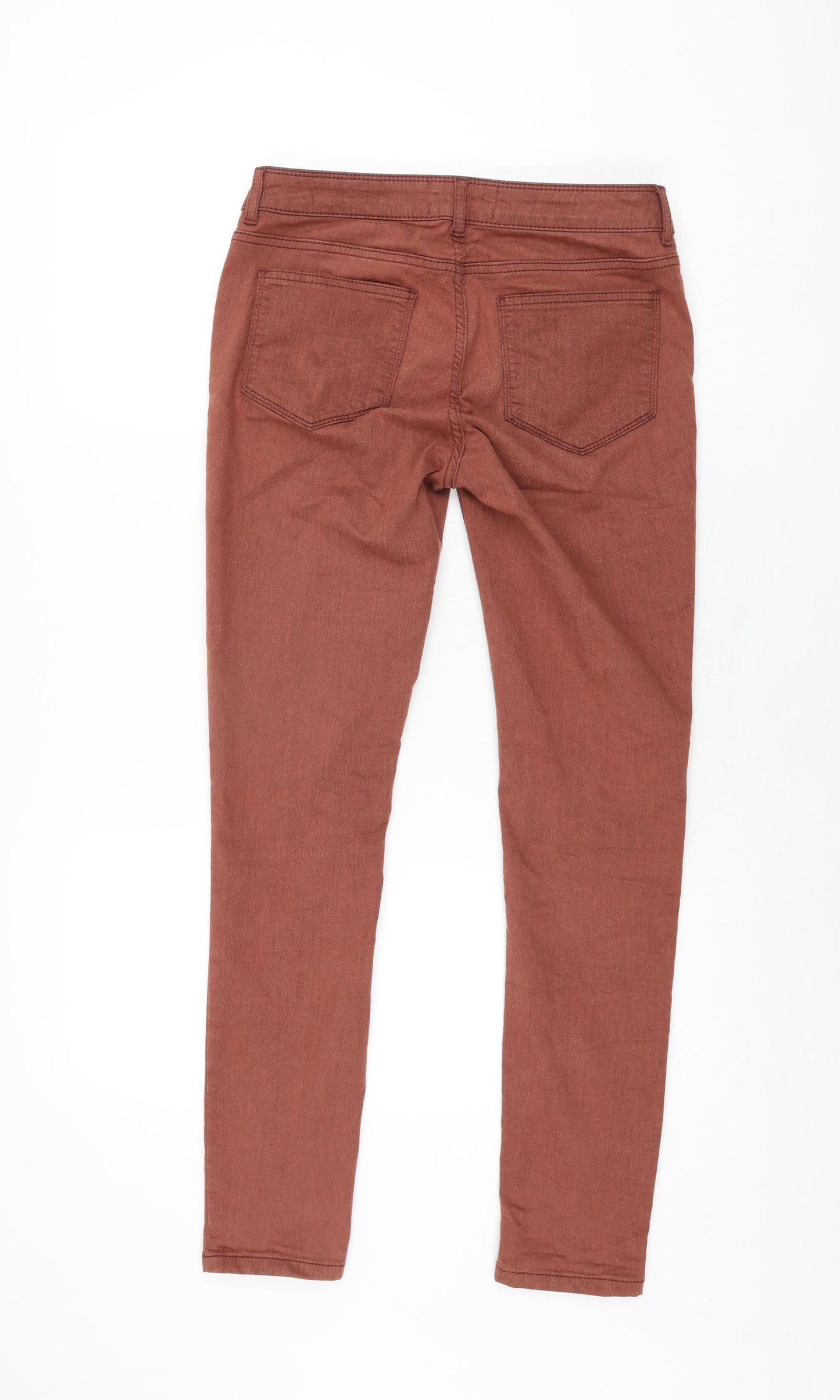 Fat Face Womens Brown Cotton Skinny Jeans Size 8 L28 in Regular Zip