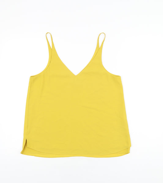 Topshop Womens Yellow Polyester Camisole T-Shirt Size 10 V-Neck