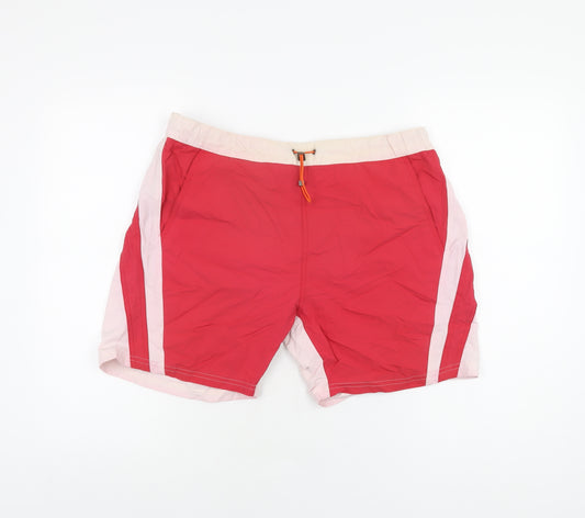 HUGO BOSS Mens Red Polyamide Bermuda Shorts Size S L6 in Regular Drawstring - Swim Short