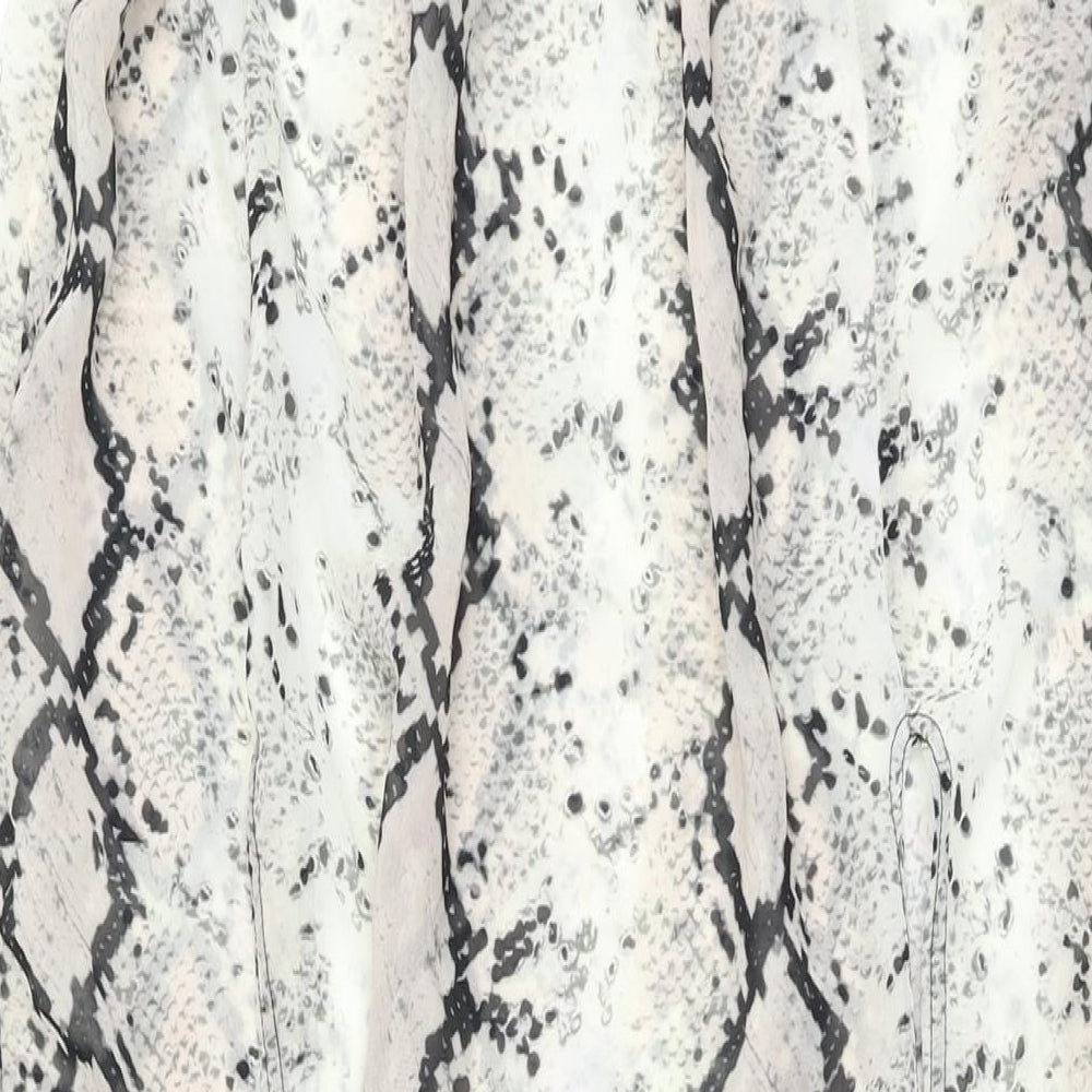 PRETTYLITTLETHING Womens Grey Animal Print Polyester Maxi Skirt Size 14 - Sheer, Snake Print