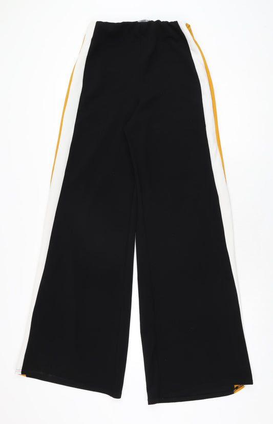 PRETTYLITTLETHING Womens Black Polyester Trousers Size 6 L33 in Regular