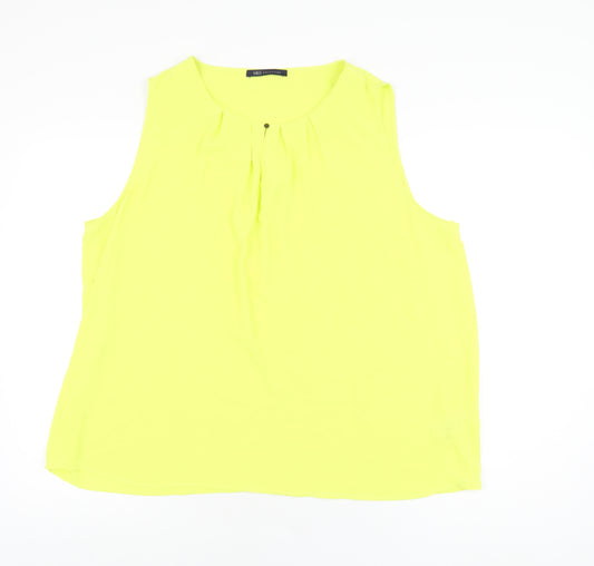 Marks and Spencer Womens Yellow Polyester Basic T-Shirt Size 18 Scoop Neck