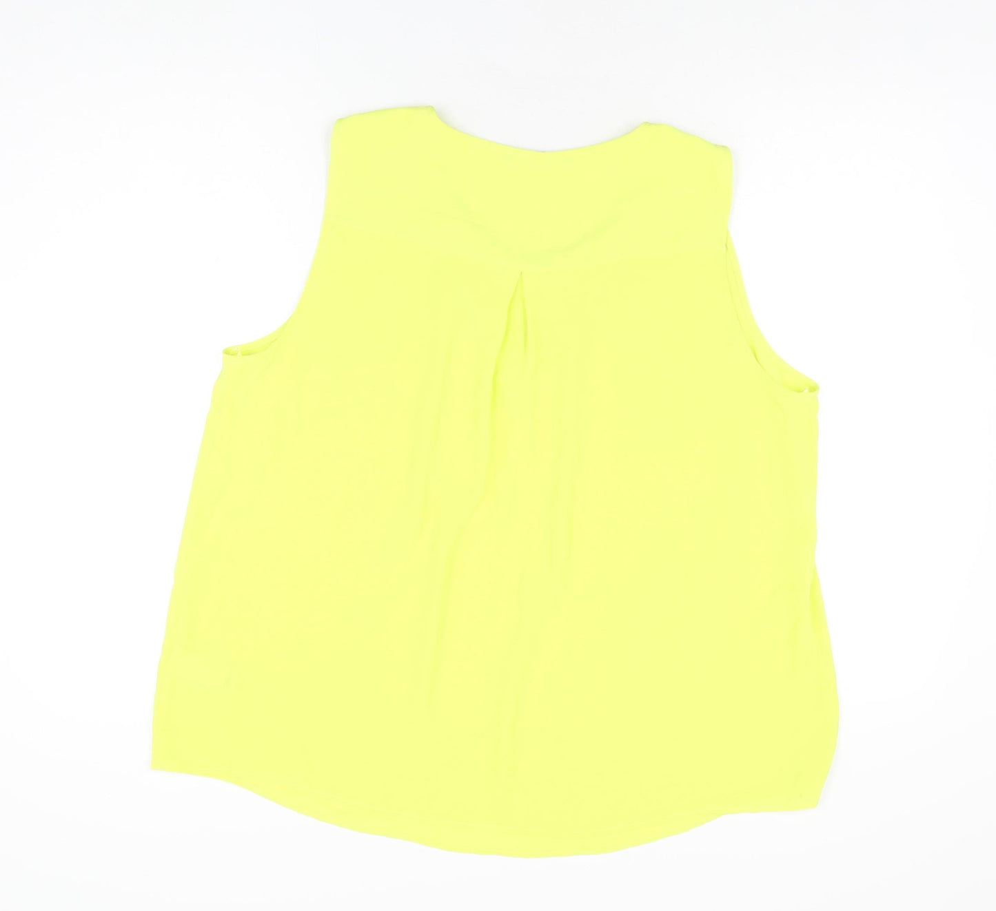 Marks and Spencer Womens Yellow Polyester Basic T-Shirt Size 18 Scoop Neck