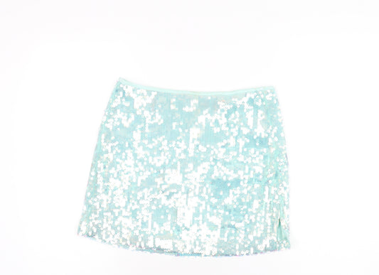 Motel Womens Blue Polyester Mini Skirt Size M Zip - Sequins