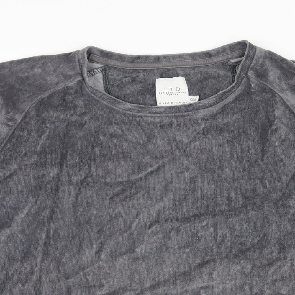 Topman Mens Grey Polyester T-Shirt Size M Round Neck