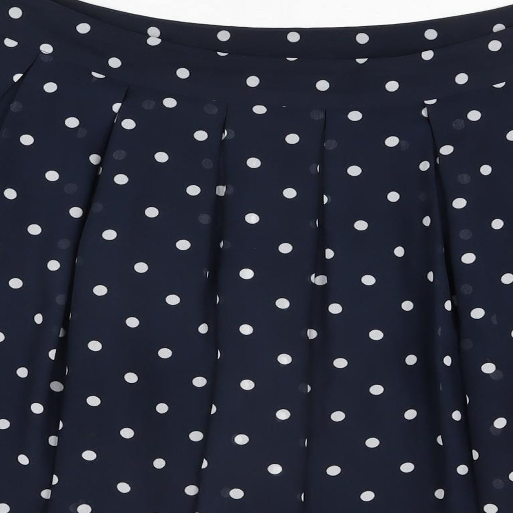 H&M Womens Blue Polka Dot Polyester Skater Skirt Size 12 Zip