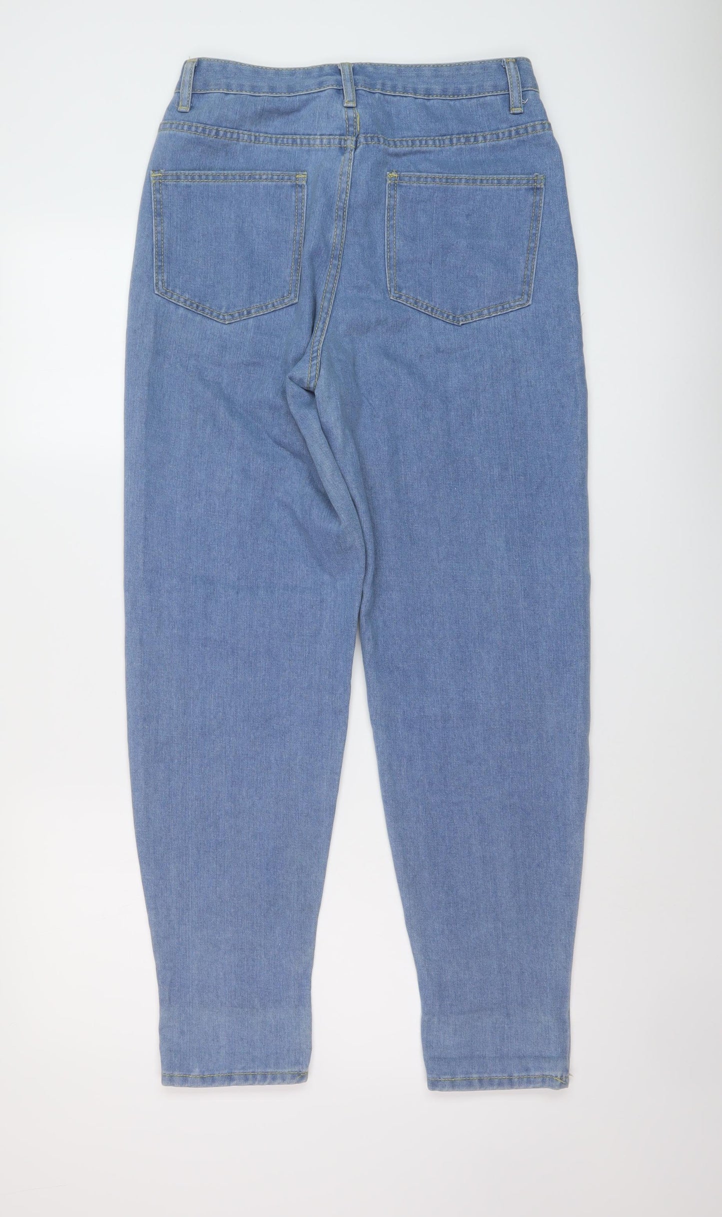 PRETTYLITTLETHING Womens Blue Cotton Mom Jeans Size 8 L29 in Regular Button