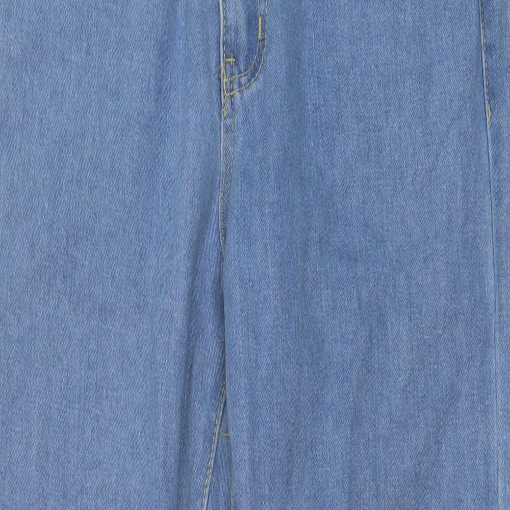 PRETTYLITTLETHING Womens Blue Cotton Mom Jeans Size 8 L29 in Regular Button