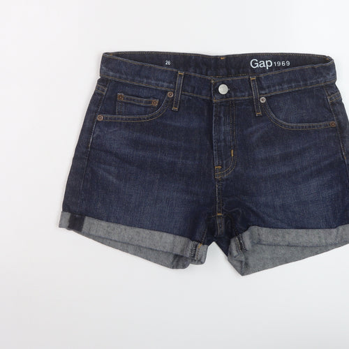 Gap Womens Blue Cotton Hot Pants Shorts Size 26 in L5 in Regular Button