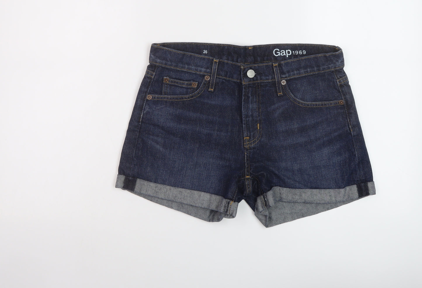 Gap Womens Blue Cotton Hot Pants Shorts Size 26 in L5 in Regular Button