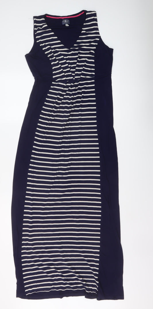 Joules Womens Blue Striped Viscose A-Line Size 10 V-Neck Pullover