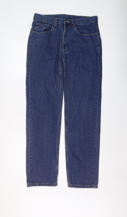 George Mens Blue Cotton Straight Jeans Size 30 in L31 in Regular Button