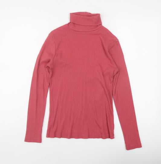 River Island Womens Pink Cotton Basic Blouse Size 10 Roll Neck