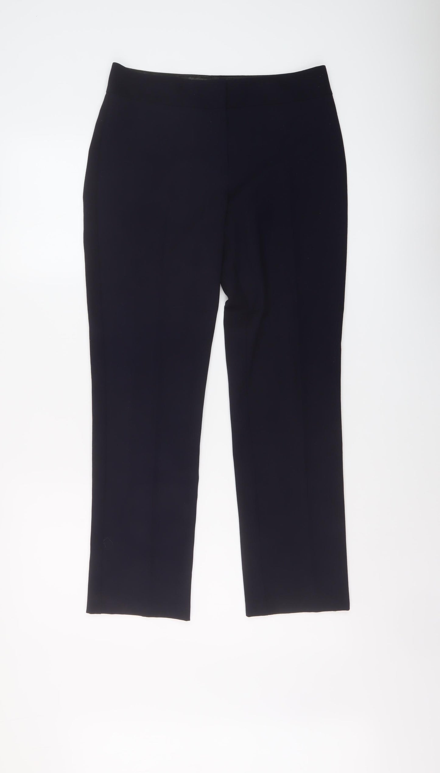 Marks and Spencer Womens Blue Polyester Trousers Size 8 L27 in Regular Button