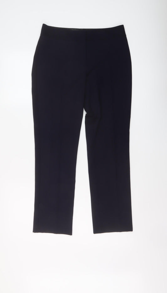 Marks and Spencer Womens Blue Polyester Trousers Size 8 L27 in Regular Button