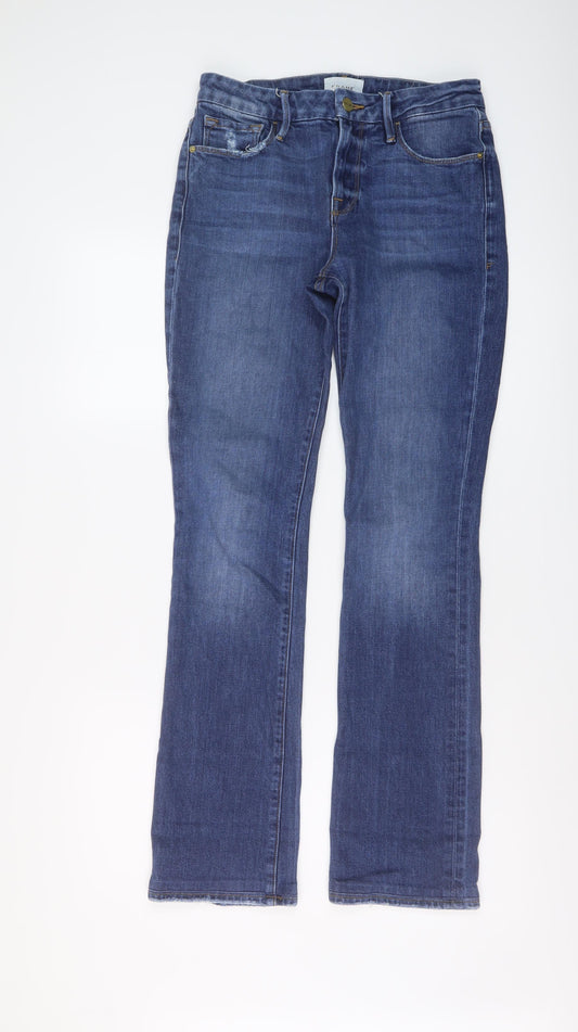 FRAME Womens Blue Cotton Bootcut Jeans Size 26 in L31 in Regular Button