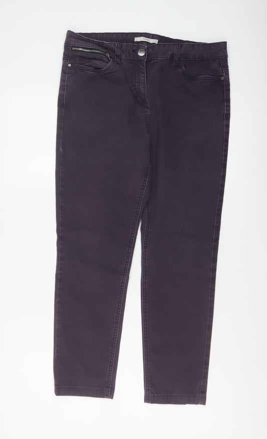 George Womens Purple Cotton Straight Jeans Size 14 L26 in Regular Button