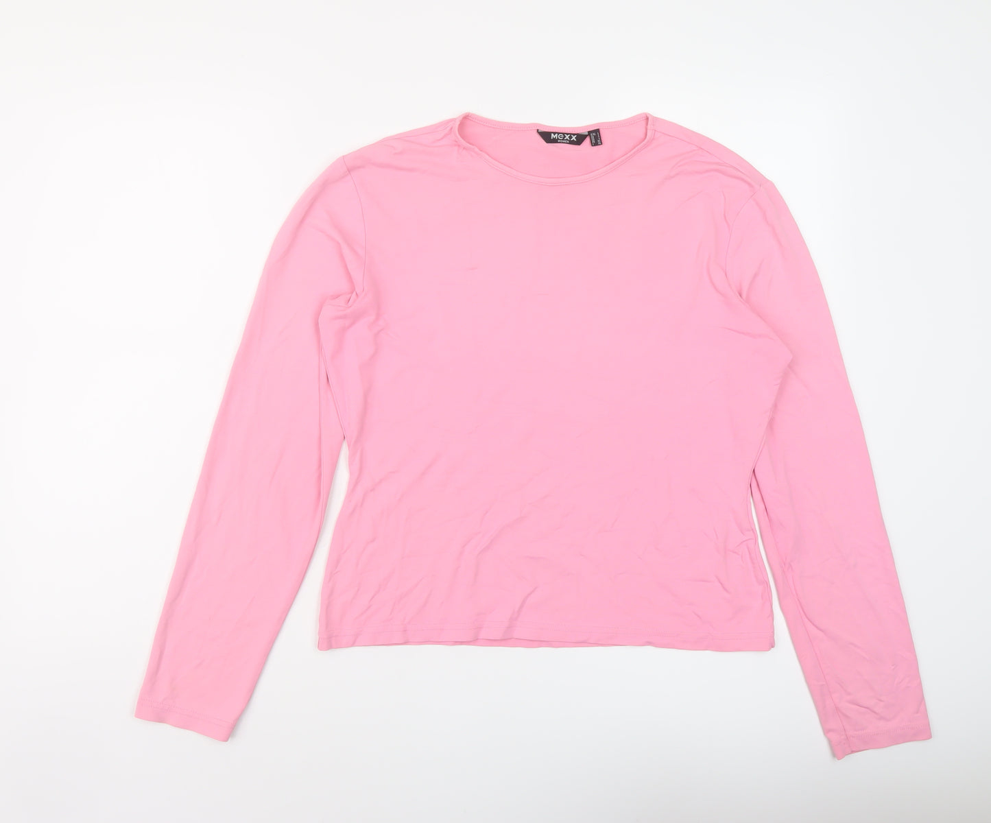 Mexx Womens Pink Polyester Basic T-Shirt Size L Round Neck