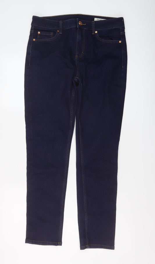 Marks and Spencer Womens Blue Cotton Straight Jeans Size 14 L30 in Regular Button