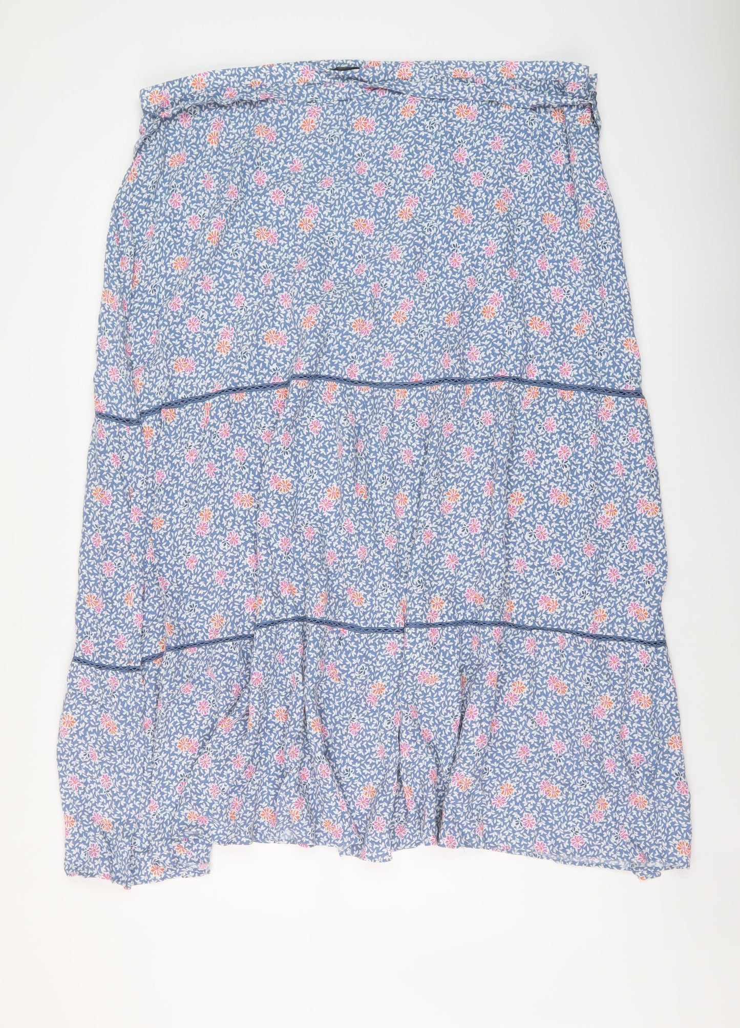 Marks and Spencer Womens Blue Floral Viscose A-Line Skirt Size 24 Zip