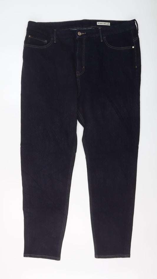 Marks and Spencer Womens Blue Cotton Skinny Jeans Size 20 L28 in Regular Button