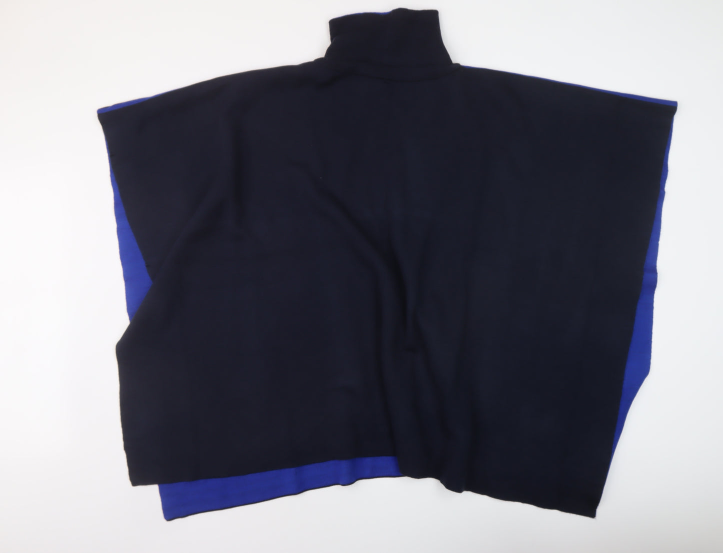 Marks and Spencer Womens Blue Roll Neck Acrylic Cape Jumper One Size - Poncho