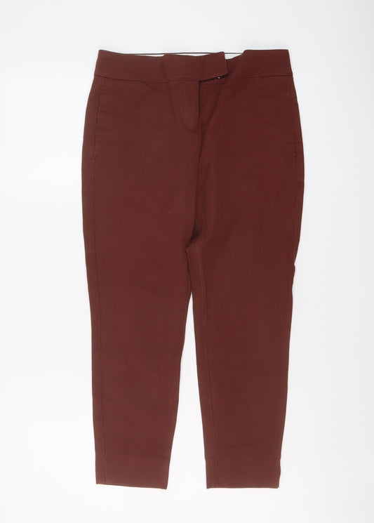 NEXT Womens Brown Viscose Trousers Size 8 L23 in Regular Hook & Eye