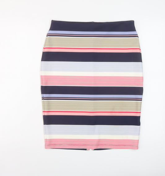 Marks and Spencer Womens Multicoloured Striped Polyester Bandage Skirt Size 12